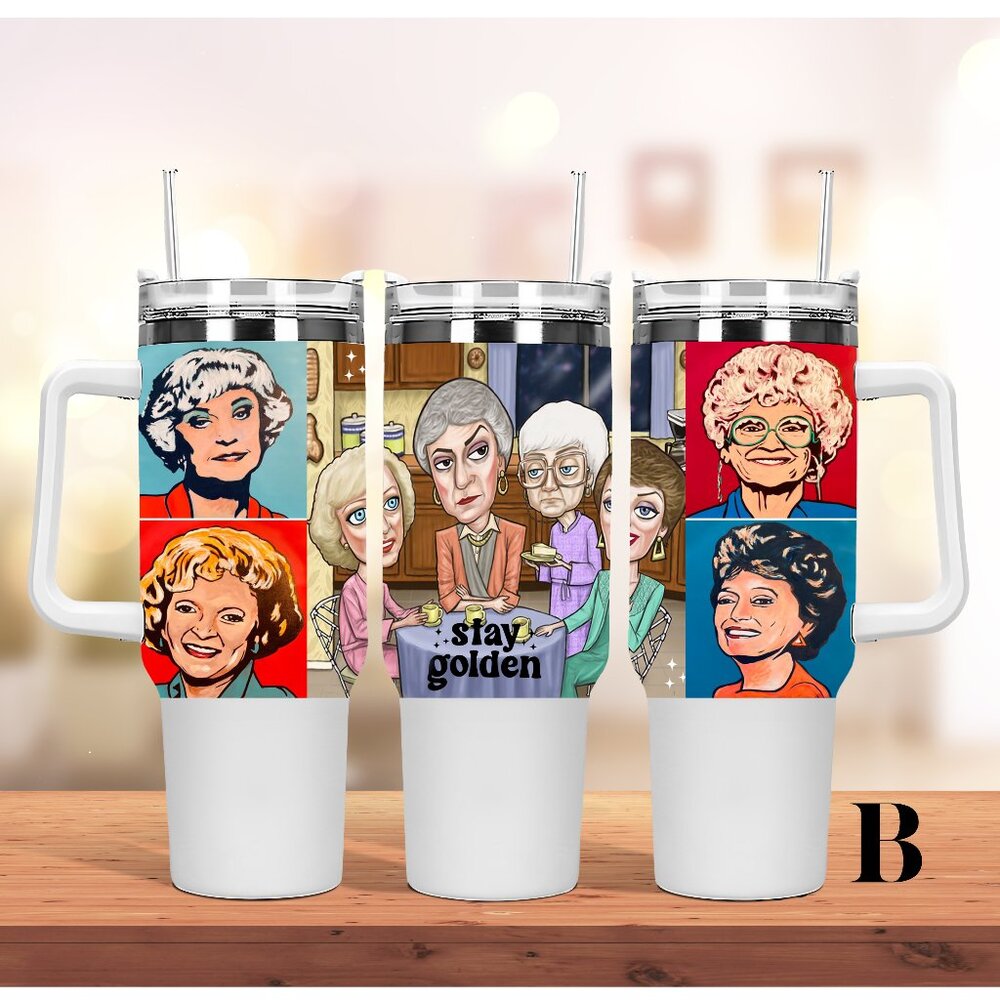 TV Show Golden Girls 40 oz Tumbler/Water bottle/Mug with handle and straw.Birthd - Picture 9 of 9